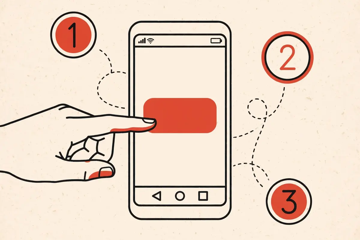 Illustration of a hand tapping the install button on an Android phone