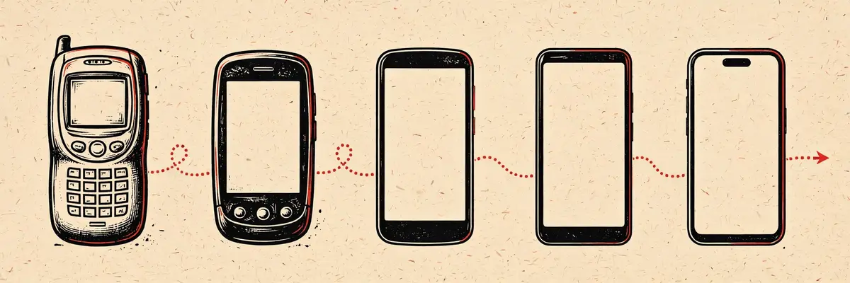 Illustration of old and new Android phones connected by an upgrade path